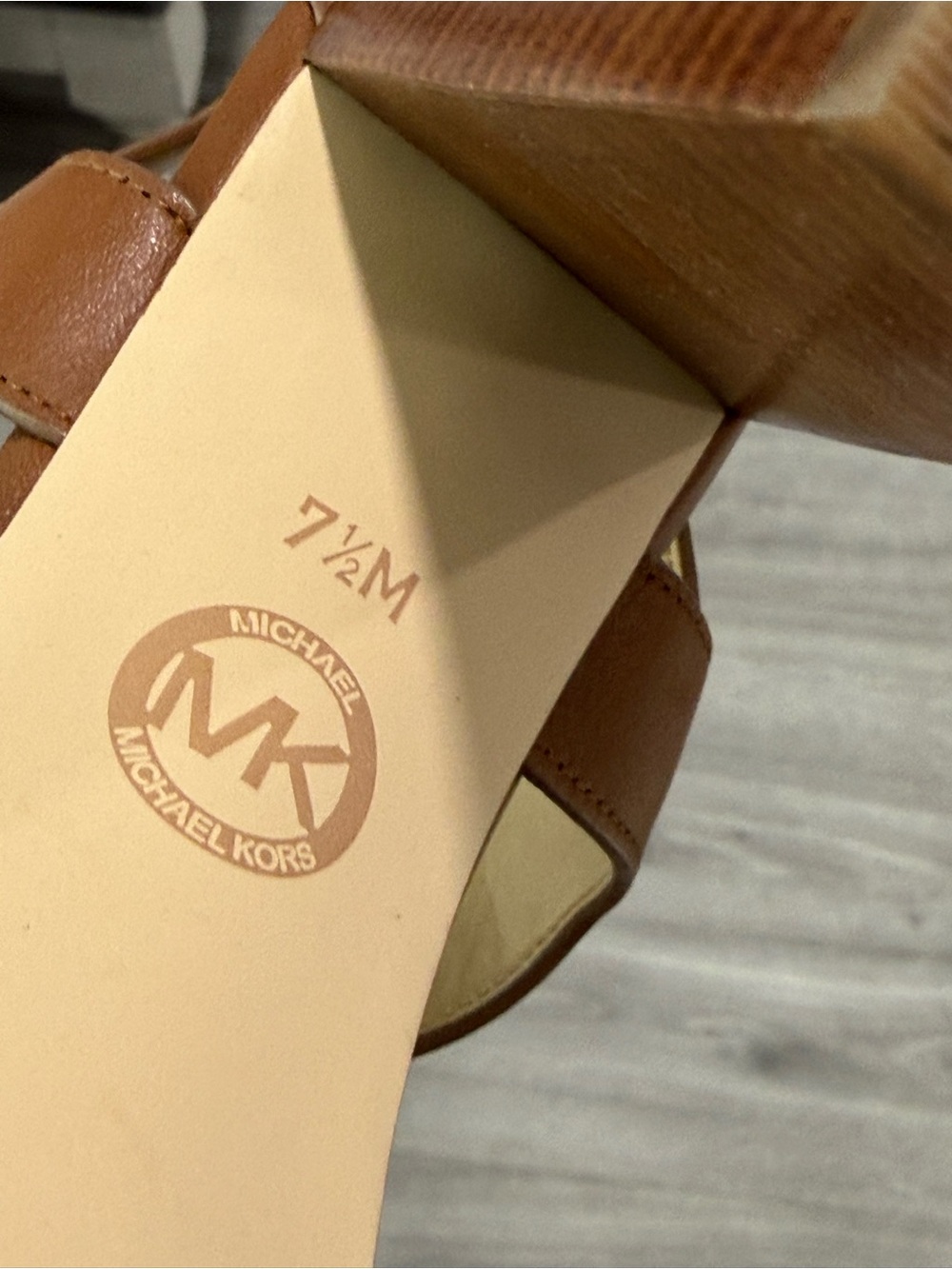 Michael Kors Brown Leather Zip-Front Block Heel Sandals - Picture 6 of 6